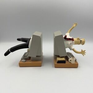Vintage Spinning Dilbert Bookends 90's FIGI Stuck in Comptuter PC Book ends